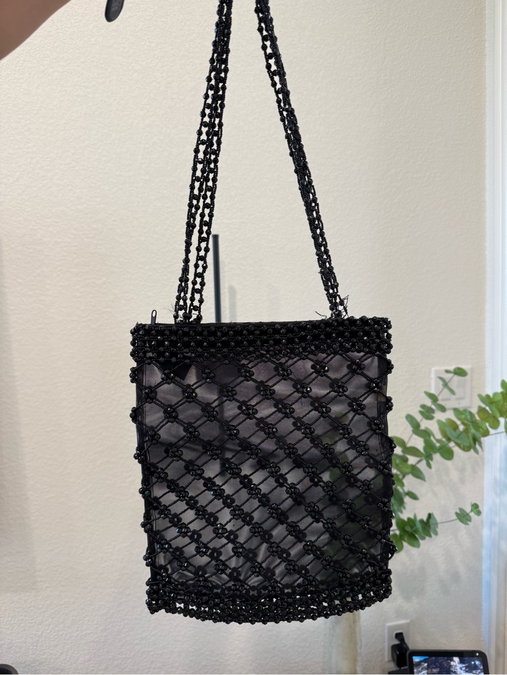 ✨ Vintage Y2K Black Beaded Mesh Shoulder Bag ✨